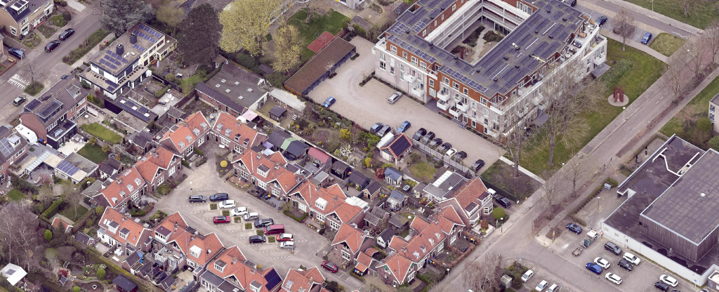 bovenaanzicht van appartementencomplex poortdijk in gemeente ijsselstein